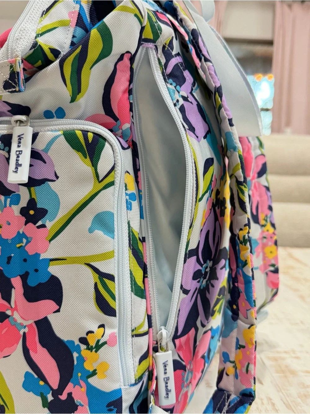 Vera Bradley Diaper Bag Cooler Marian Floral Baby Backpack Retired Rare Pink